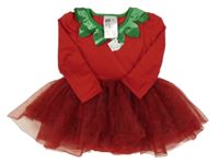 Nové - červené body s tmavočervenou tylovou sukní - jahůdka H&M