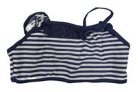 Tmavomodro-bílá pruhovaná plavková lambáda s volánkem bpc