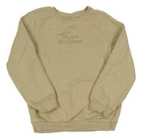 Béžová mikina s nápisy Tu