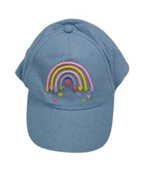 Modrá melírovaná kšiltovka s duhou a srdíčky