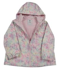 Růžovo-bílo-žluto-světlemodrá batikovaná softshellová bunda s kapucí Kiki&Koko