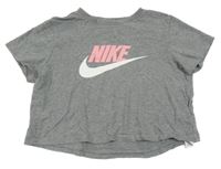 Šedé melírované crop tričko s logem Nike
