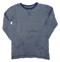 Tmavomodro-bílé pruhované melírované triko H&M