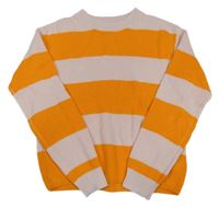 Oranžovo-světlerůžový pruhovaný žebrovaný pletený crop svetr H&M