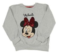 Světlešedá melírovaná mikina s Mínnie s překlápěcími flitry Disney