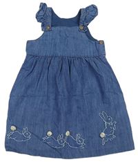 Modré lehké riflové šaty s králíčky M&S