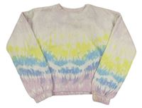 Světlerůžovo-žluto-modrá batikovaná crop mikina Matalan