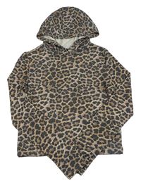 Hnědá crop mikina s leopardím vzorem a kapucí George