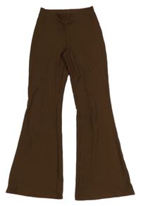 Hnědé žebrované flare kalhoty H&M