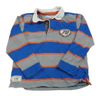 Šedo-modro-oranžové pruhované polo triko s nášivkou M&Co.