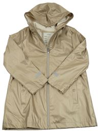 Béžová lesklá nepromokavá jarní parka s kapucí M&S