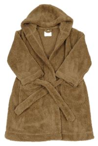 Hnědý chlupatý župan s kapucí Next