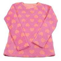 Růžová chlupatá pyžamová mikina se srdíčky Yd.