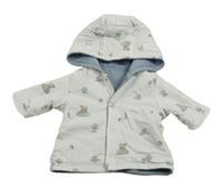 Bílá zateplená propínací oboustranná mikina se zvířaty a kapucí F&F