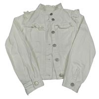 Bílá riflová crop bunda s volánky Dunnes