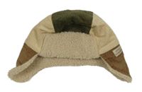 Béžovo-khaki-hnědá žebrovaná manšestrová beranice Tu