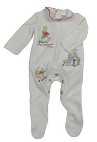 Bílý sametový overal s Peter Rabbit a límečkem