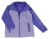 Lila-levandulová fleecová podšitá propínací mikina