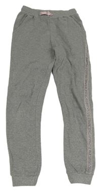 Šedé melírované třpytivé tepláky s pruhy X-Mail