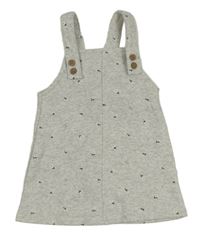 Světlešedé melírované květované teplákové laclové šaty F&F