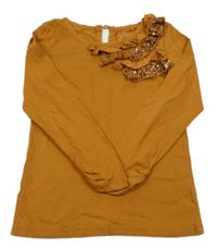 Hnědé triko s volánky s flitry Next