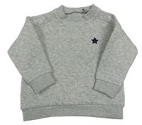 Šedá melírovaná prošívaná mikina s výšivkou Tu