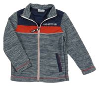 Tmavomodrá melírovaná fleecová propínací mikina s šusťákem Topolino