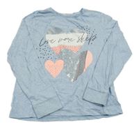 Světlemodré melírované triko se srdíčky C&A