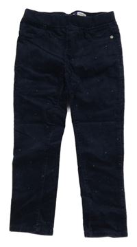 Tmavomodré puntíkaté manšestrové elastické kalhoty Okaidi