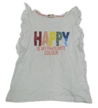 Bílé tričko s nápisem s flitry H&M