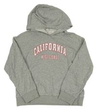 Šedá melírovaná mikina s nápisem a kapucí Shein