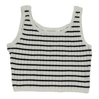 Bílo-černý pruhovaný žebrovaný pletený crop top H&M