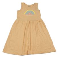 Oranžové bavlněné šaty s duhou Yigga