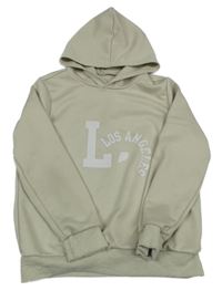 Béžová mikina s nápisem a kapucí