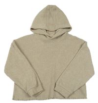 Béžová žebrovaná úpletová crop mikina s kapucí F&F