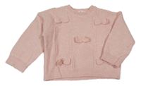 Růžový vlněný svetr s mašlemi H&M