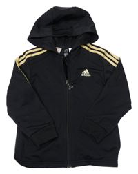 Černá sportovní propínací mikina s logem a kapucí Adidas