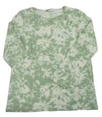 Zeleno-bílé batikované triko H&M