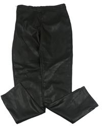 Černé koženkové džegíny H&M