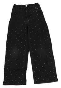 Černé široké rifle s kamínky 