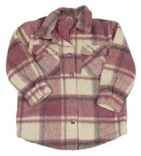 Růžovo-bílá kostkovaná podšitá košilová bunda Nutmeg