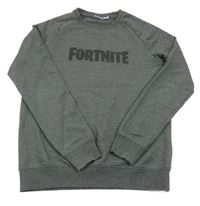 Tmavošedá melírovaná mikina s nápisem - Fortnite name it.