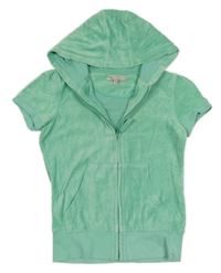 Zelená sametová propínací vesta s kapucí M&S