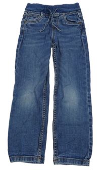 Modré skinny rifle s úpletovým pasem Pocopiano