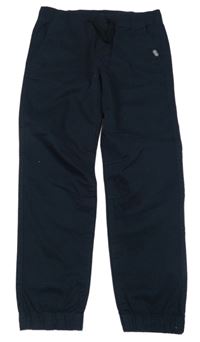 Tmavomodré cuff plátěné kalhoty H&M