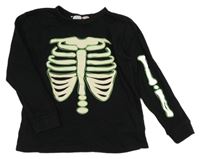 Černé pyžamové triko s kostrou Zara