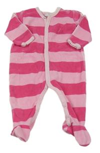 Růžový pruhovaný sametový overal 