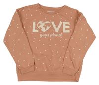 Starorůžová puntíkatá mikina s nápisem Primark