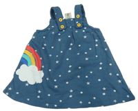 Tmavomodré teplákové laclové šaty s hvězdičkami a duhou 