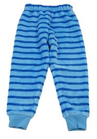Modré pruhované plyšové pyžamové kalhoty 